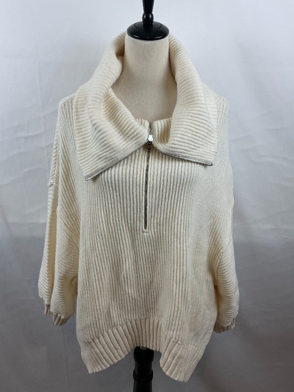 Dorothee Schumacher Sweater 2 US S Cream Half Zip Shawl Collar Half Sleeve